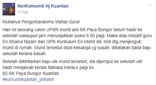 Murid UPSR Tidak Hadir Ujian Kerana Tiada Baju Sekolah, Netizen Puji Tindakan Guru Jemput Pelajar Dari Rumah!