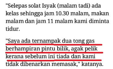 ‘Pelik Sebelum Ini Tiada Tong Gas, Madrasah Tak Benarkan Kami Memasak”-Pelajar Yang Selamat