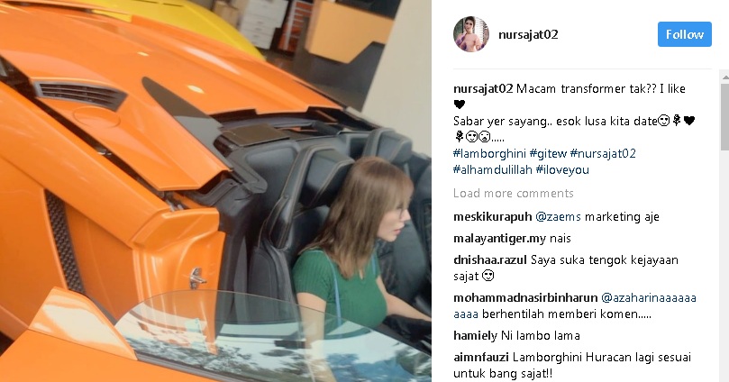 Nur Sajat Tayang Lamborghini Baru Di Laman Sosial?Amboi Mewahnya!!