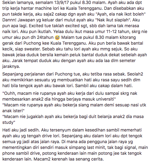 ‘Macam Ni Rupanya Ayah Kerja Siang Malam’ – Walau Dikecam Anak Pemandu Lori, Gadis Ini Cerita Pengalaman Berharga