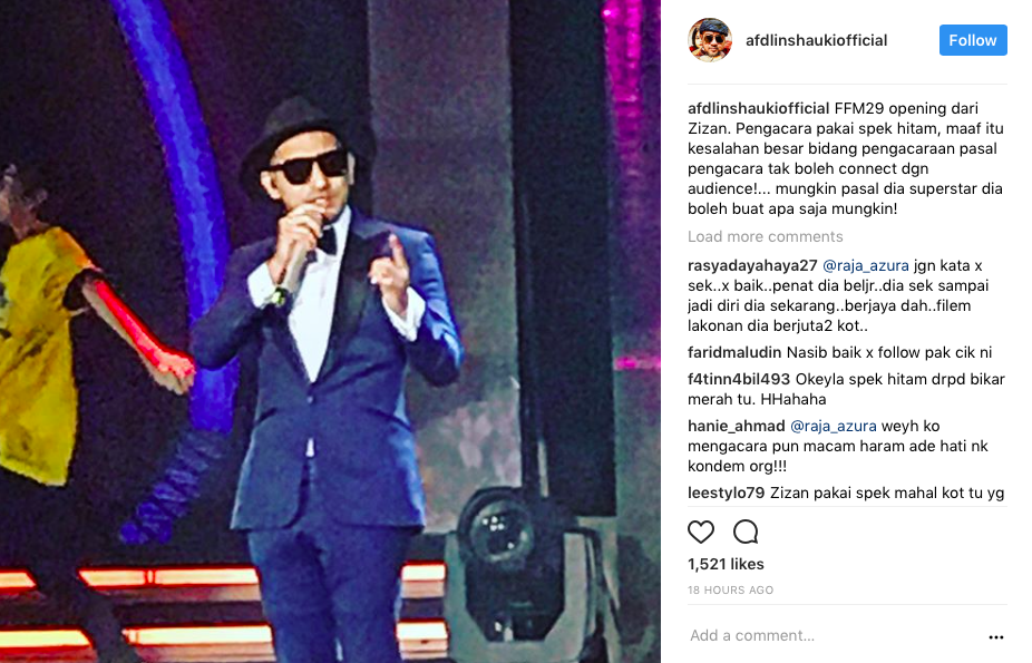 Afdlin Shauki Kritik Zizan Superstar Pakai Kaca Mata Hitam, Ini Respon Zizan Razak