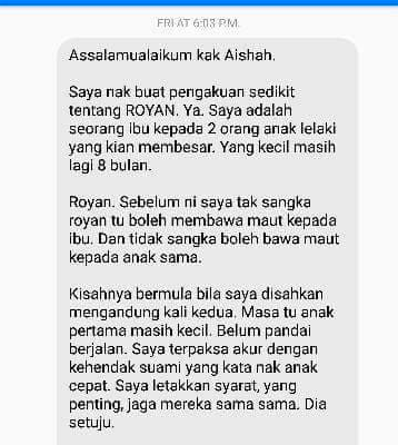 ‘Ini Zuriat Terakhir Aku Kandung Untuk Kau’ – Luahan Isteri Meroyan Mahu Bunuh Diri & Anak