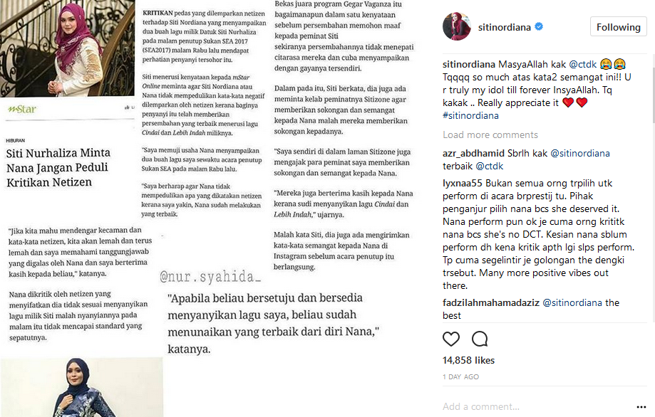 Saya Minta Maaf – Siti Nordiana. Kasihan, Dikecam Teruk Oleh Peminat Tokti Yang Kuat Jeles?