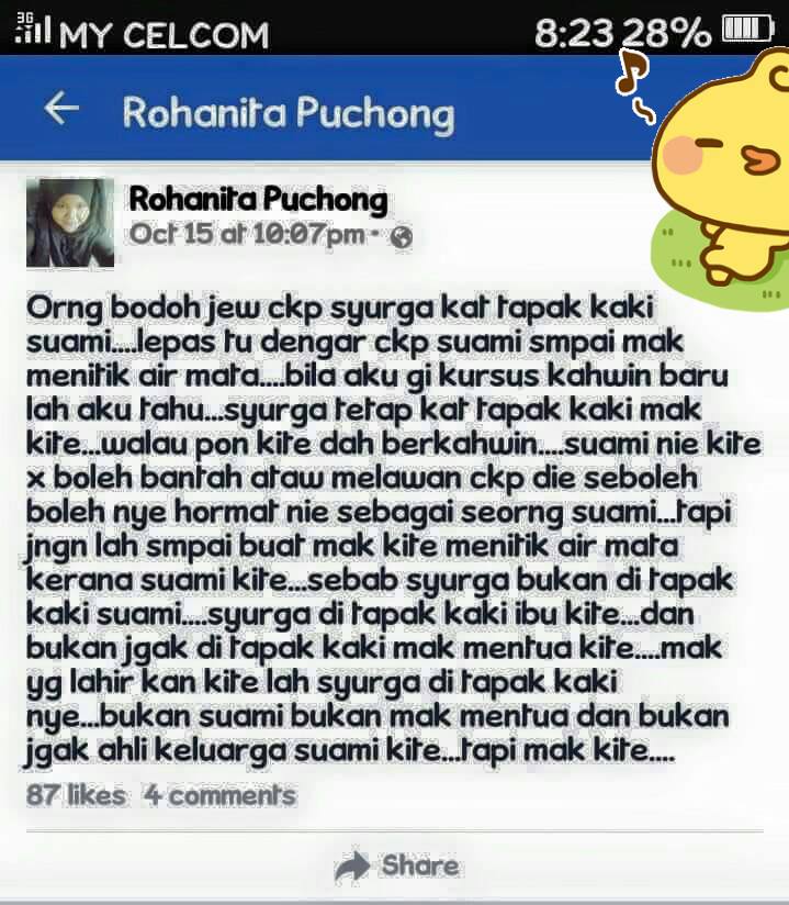 “Orang Bodoh Je Cakap Syurga Kat Tapak Kaki Suami!”- Hanya Dengar Ceramah Di Kursus Kahwin, Wanita Ini Berani Cakap Tiada Syurga Dikaki Suami