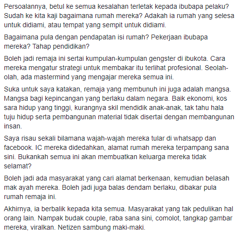 Boleh Jadi Keluarga Pesalah Jadi Mangsa – Tular Wajah Remaja ‘Bakar’ Maahad Tahfiz, Ini Pesanan Buat Semua Masyarakat