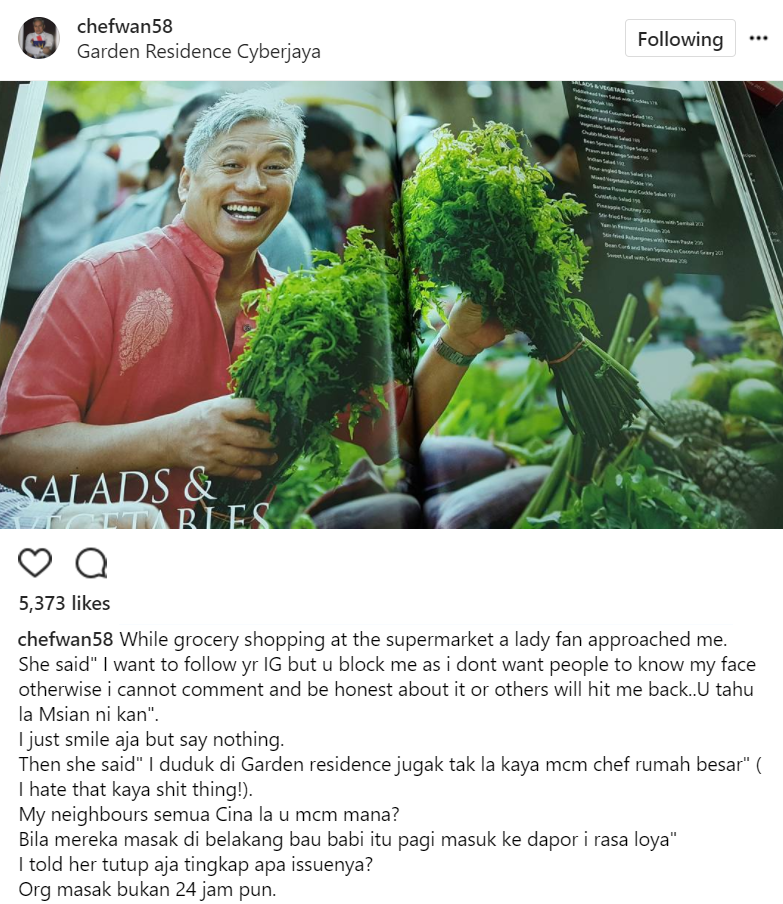 “Cincalok, Ikan Masin & Pekasam Kita Pun Bau Bangkai, Tapi Tak Dengar Pun Bangsa Asing Caci Makanan Kita!” – Chef Wan