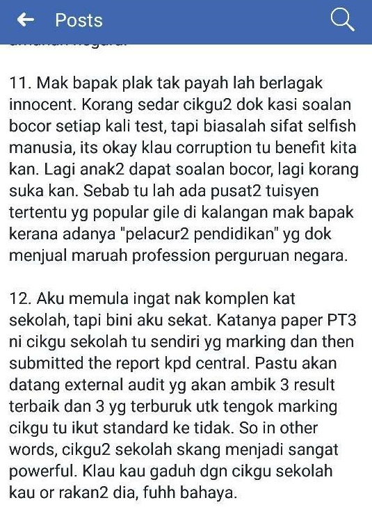 “Kau Tengoklah Nanti Batch Ni Jadi Setan Terbesar Dalam Sejarah Korupsi, Pecah Amanah Negara..”, Bapa Kecewa Guru Sogok Jawapan PT3 Untuk Capai KPI!