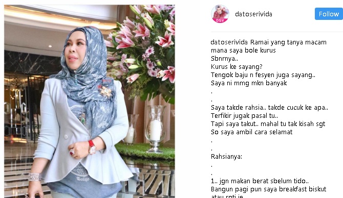 Muat Naik Gambar Makin Kurus, DS Vida Difitnah Netizen Guna Gambar Edit,Ada Pakar Boleh Sahkan?