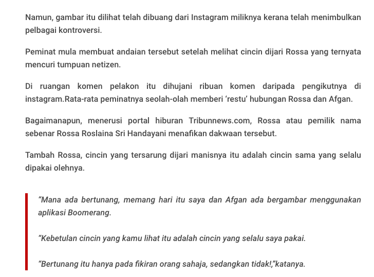 Kisah ‘Tunang’ Afgan & Rossa Jadi Perhatian Netizen. Betul Ke Ni?