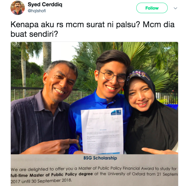 Tak Percaya & Dakwa Surat Tawaran Oxford Palsu, Ini Jawapan Ringkas Syed Saddiq.. Win!