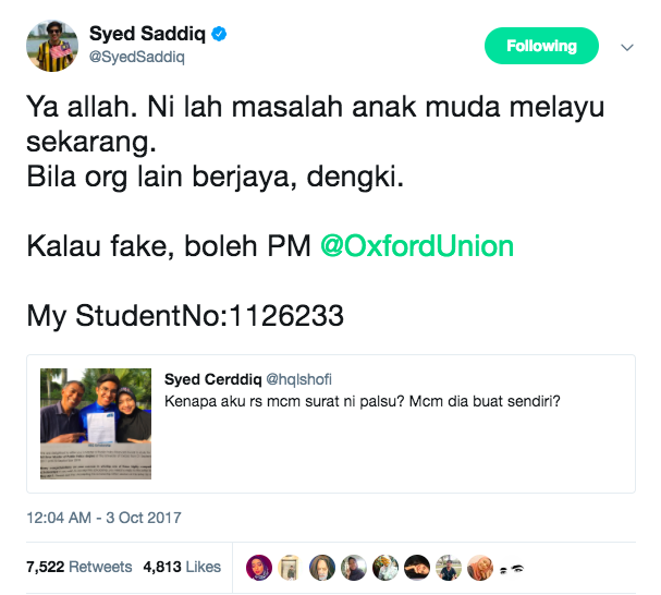 Tak Percaya & Dakwa Surat Tawaran Oxford Palsu, Ini Jawapan Ringkas Syed Saddiq.. Win!