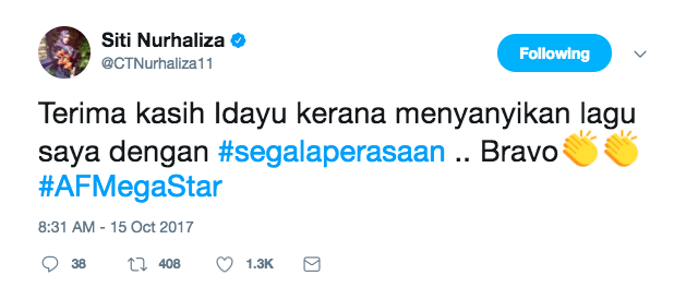 Bravo, Terima Kasih Idayu – Nyanyian Idayu Dapat Pujian Datuk Siti, Ramai Kagum!