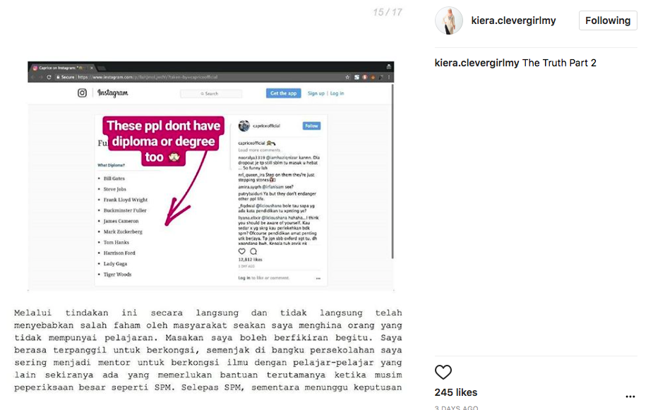 Hentikan Raih Populariti Murahan – Isu Perang Siber Caprice, Kiera Clever Girl Tampil Bersihkan Nama