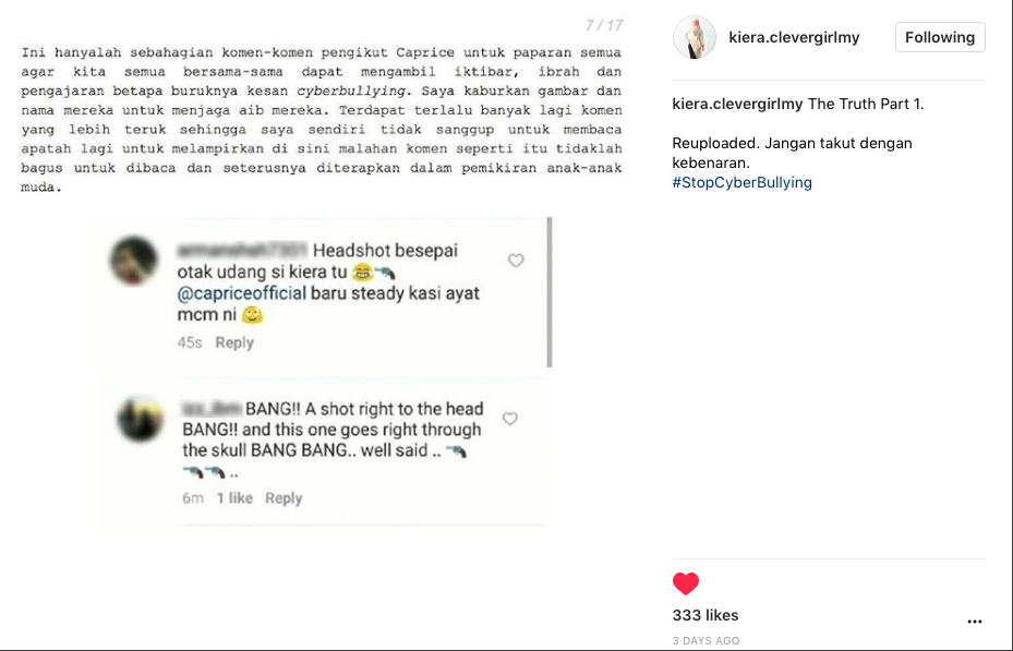 Hentikan Raih Populariti Murahan – Isu Perang Siber Caprice, Kiera Clever Girl Tampil Bersihkan Nama