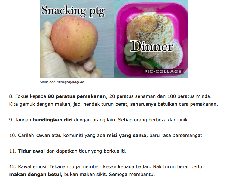 Turun 32 Kg, Gadis Ini Kongsi 12 Tips Diet Sihat & Pantas. Menarik!