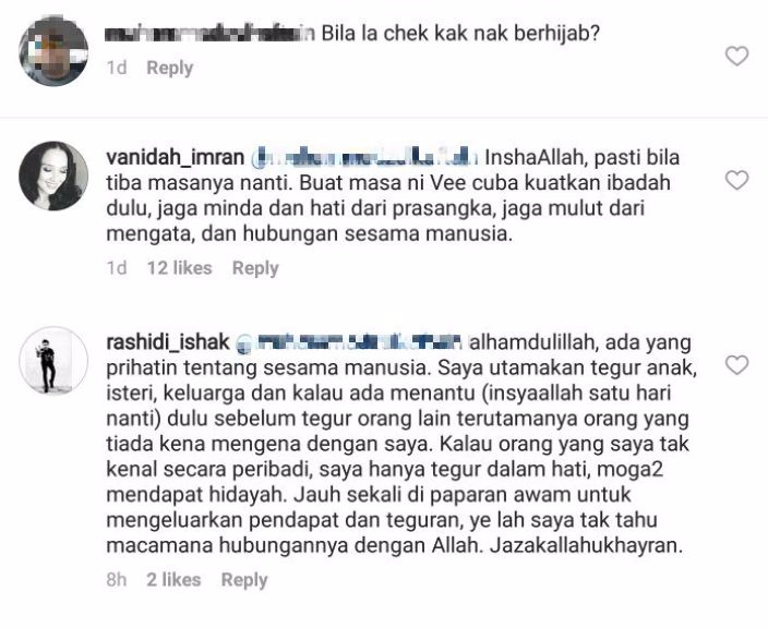 ‘Bila La Cik Kak Nak Berhijab?’ – Ini Respon ‘Pedas’ Rashidi Ishak Bila Peminat Tanya Bila Vanidah Imran Nak Berhijab