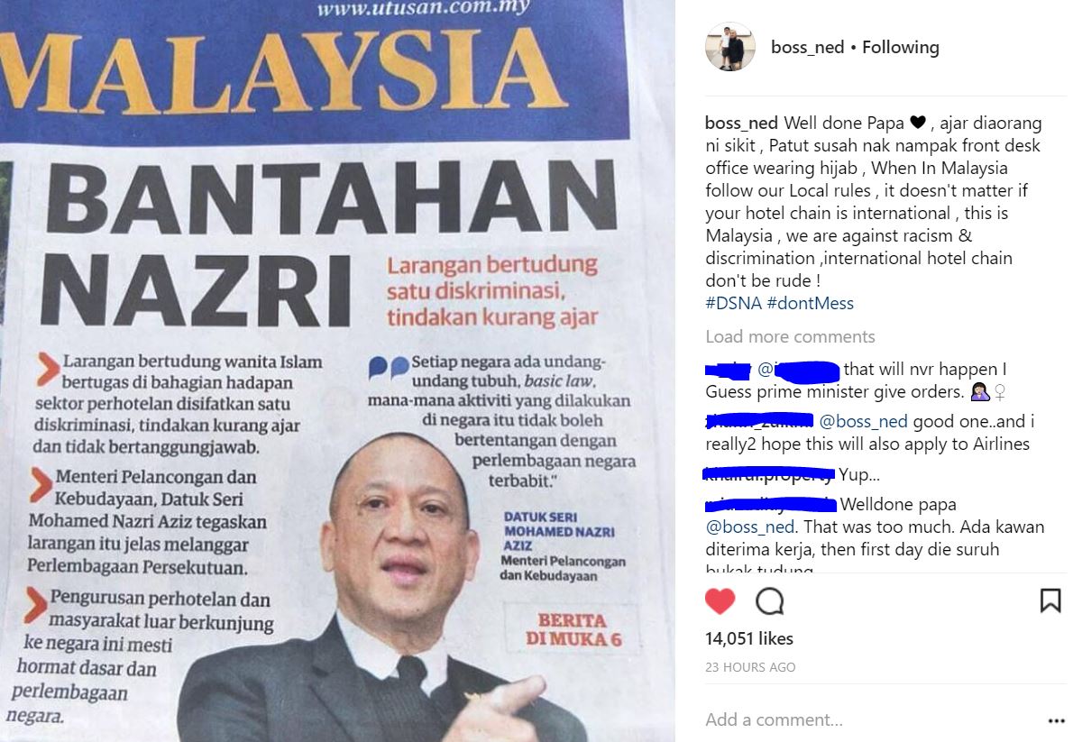 Nazri Selar Tindakan Majikan Halang Pekerja Wanita Islam Bertudung Semasa Bertugas..