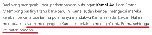 “Saya Sanggup Rendahkan Diri,Pikul Bebanan Perasaan Demi Emma”-Kamal Adli Dikatakan Bodoh Kerana Terlalu Menagih Cinta Emma