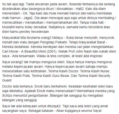 “Dah Berapa Kali Polis Datang Rumah Sebab Panggilan Palsu Oleh Isteri..”, Netizen Sayu Baca Perkongsian Lelaki Jaga Isteri Penghidap Paranoid Schizophrenia…