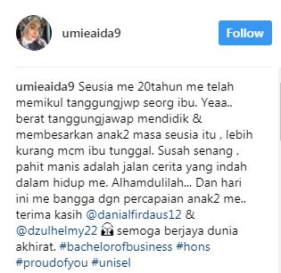 Anak Terima Ijazah, Umie Aida Bangga Pikul Tanggungjawab Seorang Ibu Seawal Umur 20 Tahun!