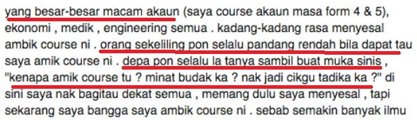 “Diploma Pendidikan Awal Kanak-kanak? Si Bodoh Mana Yang Ambik Kursus Tu?Jenis SPM Takde A”-Digelar Bodoh Ambil Kursus Tak Popular