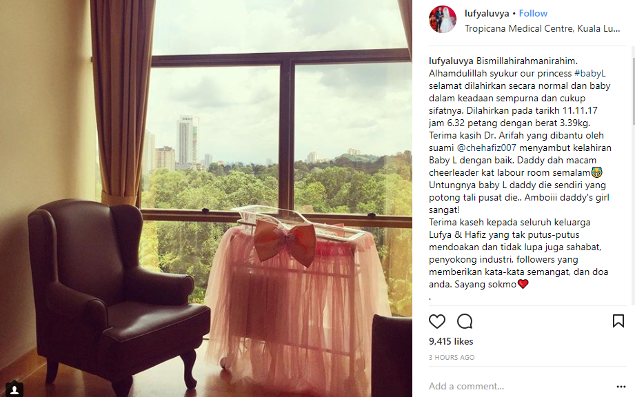 “Untungnya Baby L, Daddy Dia Sendiri Potong Tali Pusat Dia” – Tahniah! Lufya Selamat Lahir Bayi Perempuan