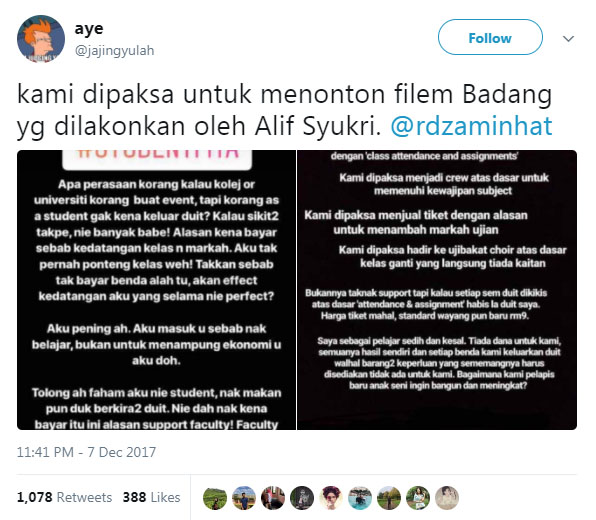 “Dik Dalam Banyak-Banyak Filem, Cerita Sampah Aliff Syukri Jugak Kau Kena Ugut Tengok..” -Pelajar IPT Luah Kecewa Paksa Tengok Wayang Sebab Markah Kehadiran?!