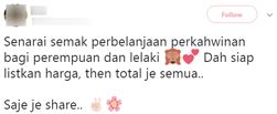 Lebih Seram Dari Pengabdi Setan, Senarai Perbelanjaan Kahwin Ini Bikin Netizen Terkejut!