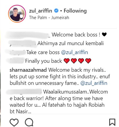 Zul Ariffin Aktif Kembali di IG Dan Minta Maaf, Peminat Gembira