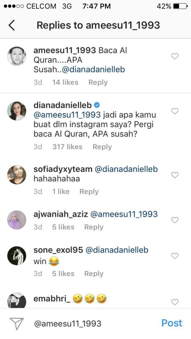 Disuruh Baca Al Quran, Ini Respon ‘Win’ Diana Danielle..