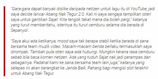 “Datin Cemburu!” -Selain Permintaan Netizen, Ini Sebab Datuk Aliff Syukri Duet ‘Abang Nak Tegur’ Dengan Isteri!