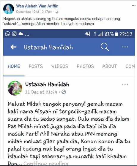 “Meluat Midah Tengok Penyanyi Bab* Gemuk Tergedik-Gedik…” -Binatangkan Orang Lain, Aishah Mahu ‘Ustazah Hamidah’ Jumpa Depan-Depan!