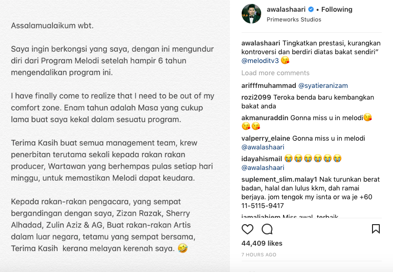 Saya Perlu Keluar Dari Zon Selesa – Sah Undur Diri Dari Melodi, Ucapan Awal Buat Netizen Sedih