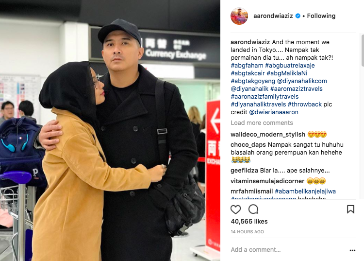 ‘Abang Tak Cair, Abang Tak Goyang’ – Buat Muka Serius Bila Dipeluk Isteri, Kapsyen Aaron Aziz Ini Buat Netizen Terhibur