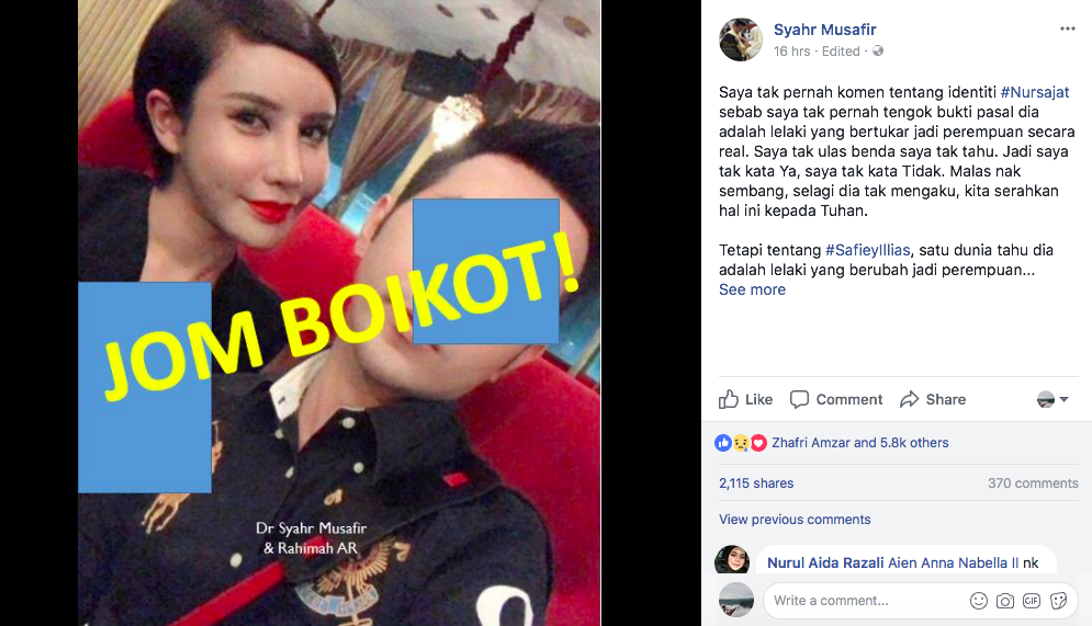 Jom Boikot Dia Miskin Biar Ingat Allah – Dr Syahr Respon Isu Safiey Illias Kembali Pondan