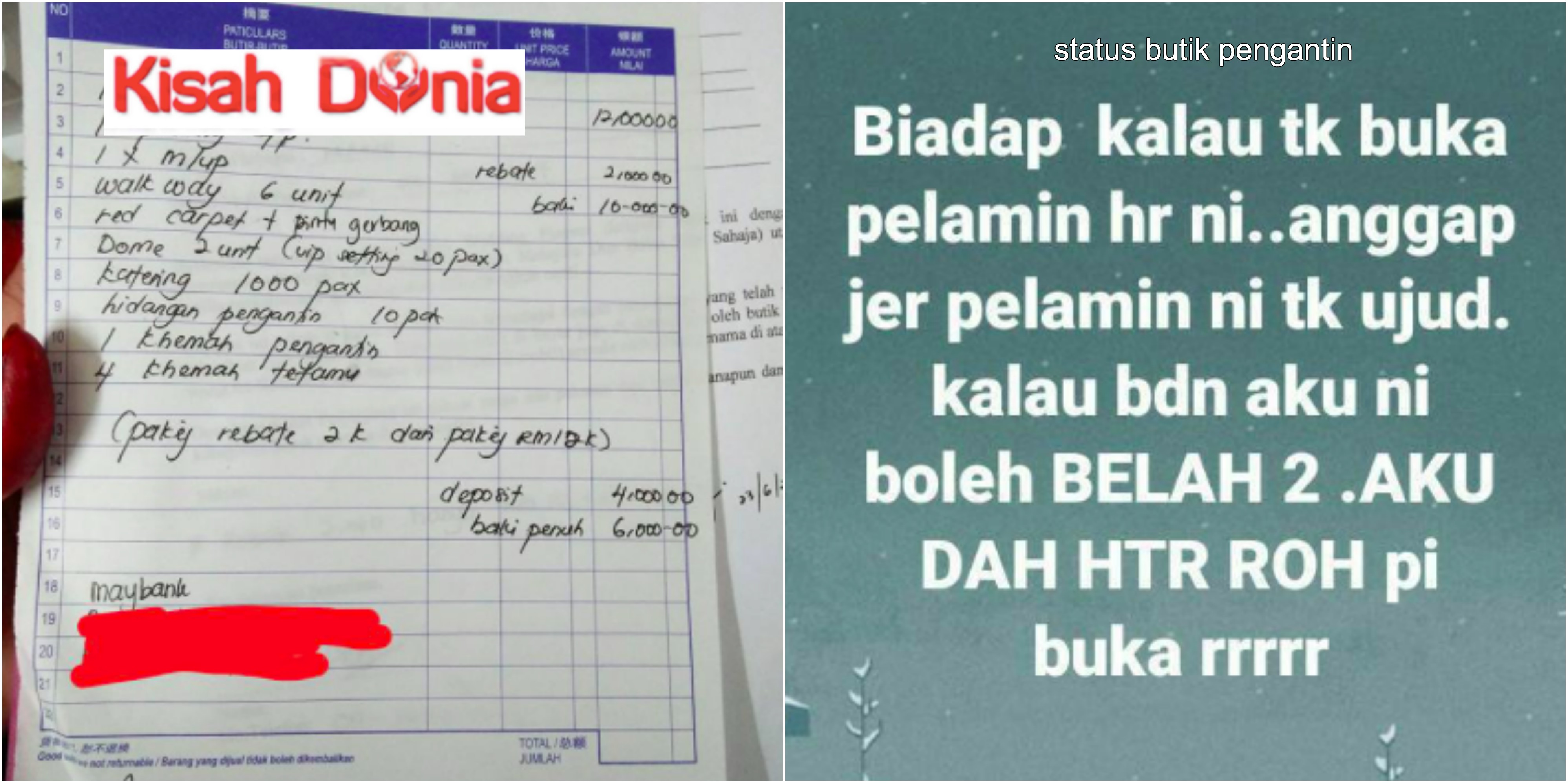 ‘Aku Dah Hantar Roh..’- Pakej Kahwin RM12k, Bila Ditegur Respon Butik Ini Sangat ‘Biadap’