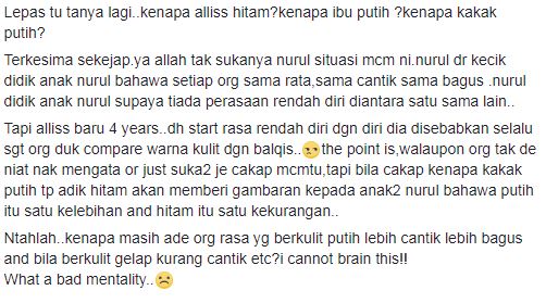 “Kenapa Kakak Putih, Adik Hitam?” -Wanita Kecewa Masyarakat Pandang Warna Kulit, Jadikan Kanak-Kanak Tak Yakin