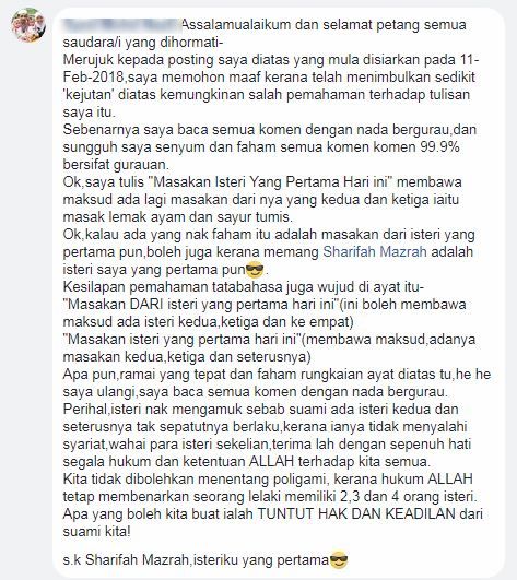 “Masakan Isteri Yang Pertama Hari Ini” -Hampir 6K, Kapsyen Status Masakan Lelaki Ini Bikin Netizen Terhibur!