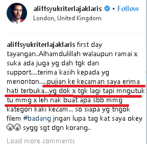 “Jangan Sampai Sy Hilang Sabar,Komen Anda Mcm F**k!”-Marah Aliff Syukri Memuncak Bila Ada Orang Kritik Lakonannya Dalam Filem Badang