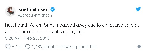 Sridevi Pelakon Bollywood Terkenal Disahkan Meninggal Akibat Serangan Jantung Kejutkan Ramai Rakan Artis Dan Peminat Seluruh Dunia