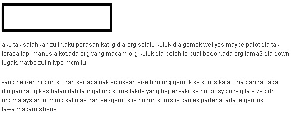 Sentap Dan Marah Selalu Kena Tegur Pasal Berat Badan, Zulin Bidas Pedas Netizen Melalui Laman Sosial