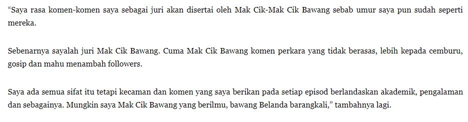 “Saya Juri Bawang Yang Berilmu Bukan Bawang Kaki Gosip, Cemburu!” – Respon Rizalman Bila Digelar Juri Garang