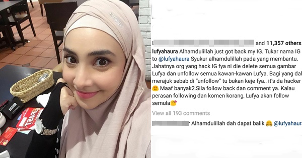 “Maaf Banyak-Banyak”- Lufya Omar Tukar Nama Di Instagram