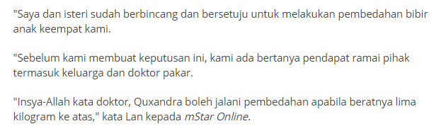 “Tunggu Berat 5 Kg” – Lan Solo Dan Isteri Setuju Lakukan Pembedahan Bibir Anak Keempatnya