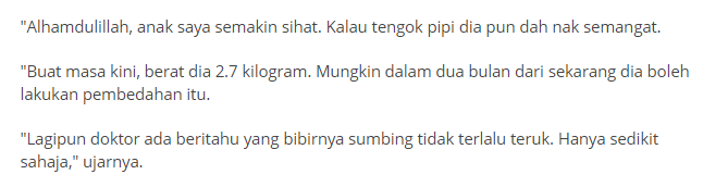 “Tunggu Berat 5 Kg” – Lan Solo Dan Isteri Setuju Lakukan Pembedahan Bibir Anak Keempatnya