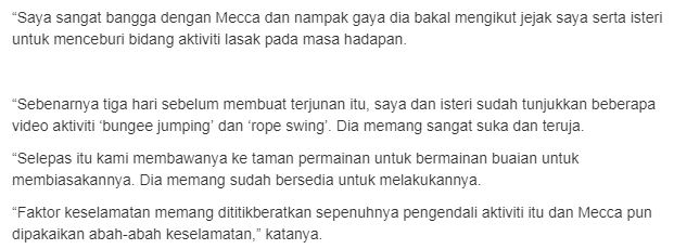 “Seriously What A Stupid Father” – Netizen Kecam Mat Redho Buat Terjunan Ekstrem Bersama Anak 2 Tahun..