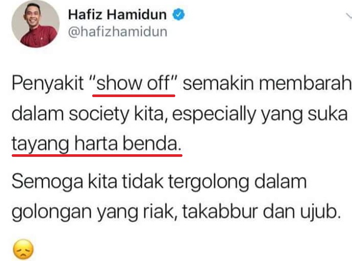 “Bila Tayang Harta Dikata Riak,Bila Dia Tayang Harta Takpe Pula”-Netizen Bidas Kenyataan Hafiz Yang Dikatakan Cuma Pandai Beri Nasihat Pada Orang