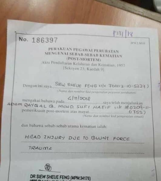 [GAMBAR] "Head Injury Due To ..."-Punca Sebenar Didedahkan, Jenazah Adam Rayqal Di Kebumikan Di Terengganu. 4
