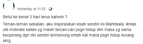 “Lepas Akad Nikah Nak Pegang Tangan Jadi ‘Parkinson'” – Lelaki Ini Kongsi Pengalaman Berkahwin Selepas Kenal 3 Hari