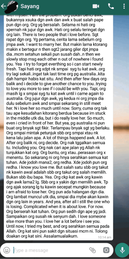 Saya Sayang Orang Lain Lebih Dari Awak Saya Takut Kehilangan Dia Kisah Dunia